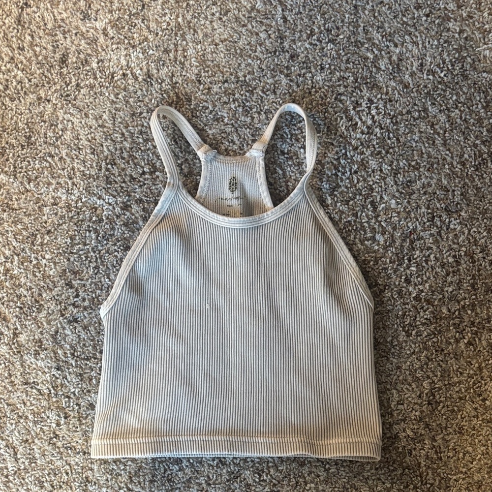 Cream Ribbed Tank Top